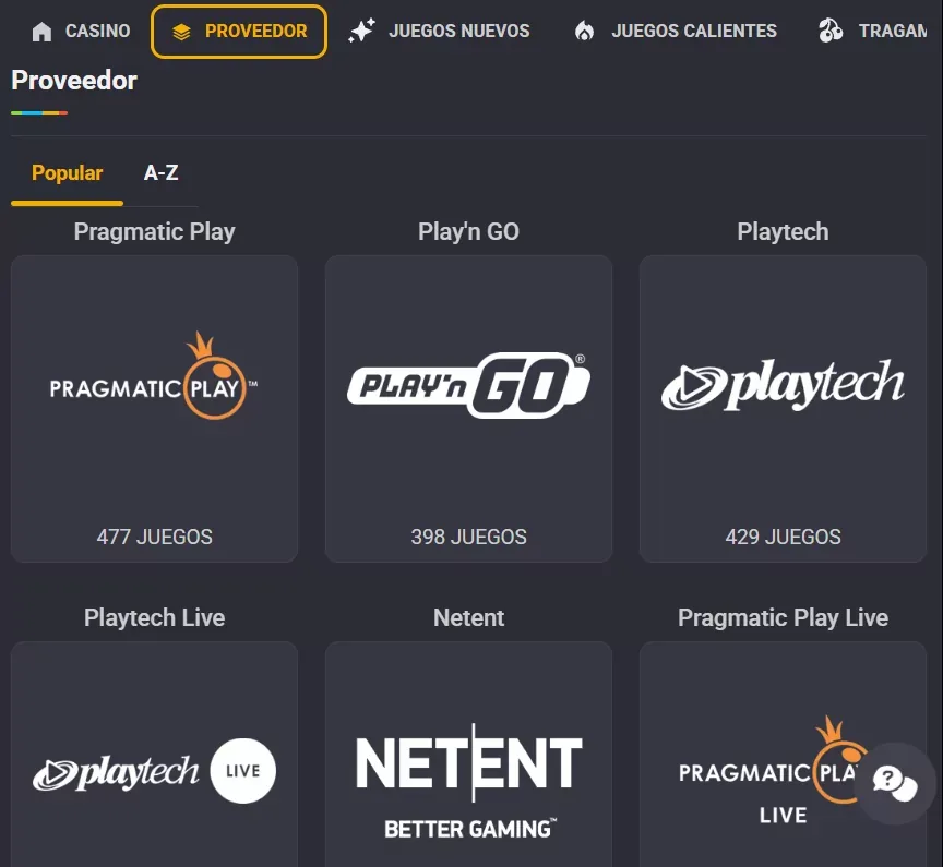 Página de proveedores con los logotipos de varios estudios y, bajo cada uno, la cantidad de títulos que aporta al catálogo.